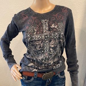 Vocal brand long sleeves top  waffle texture size large